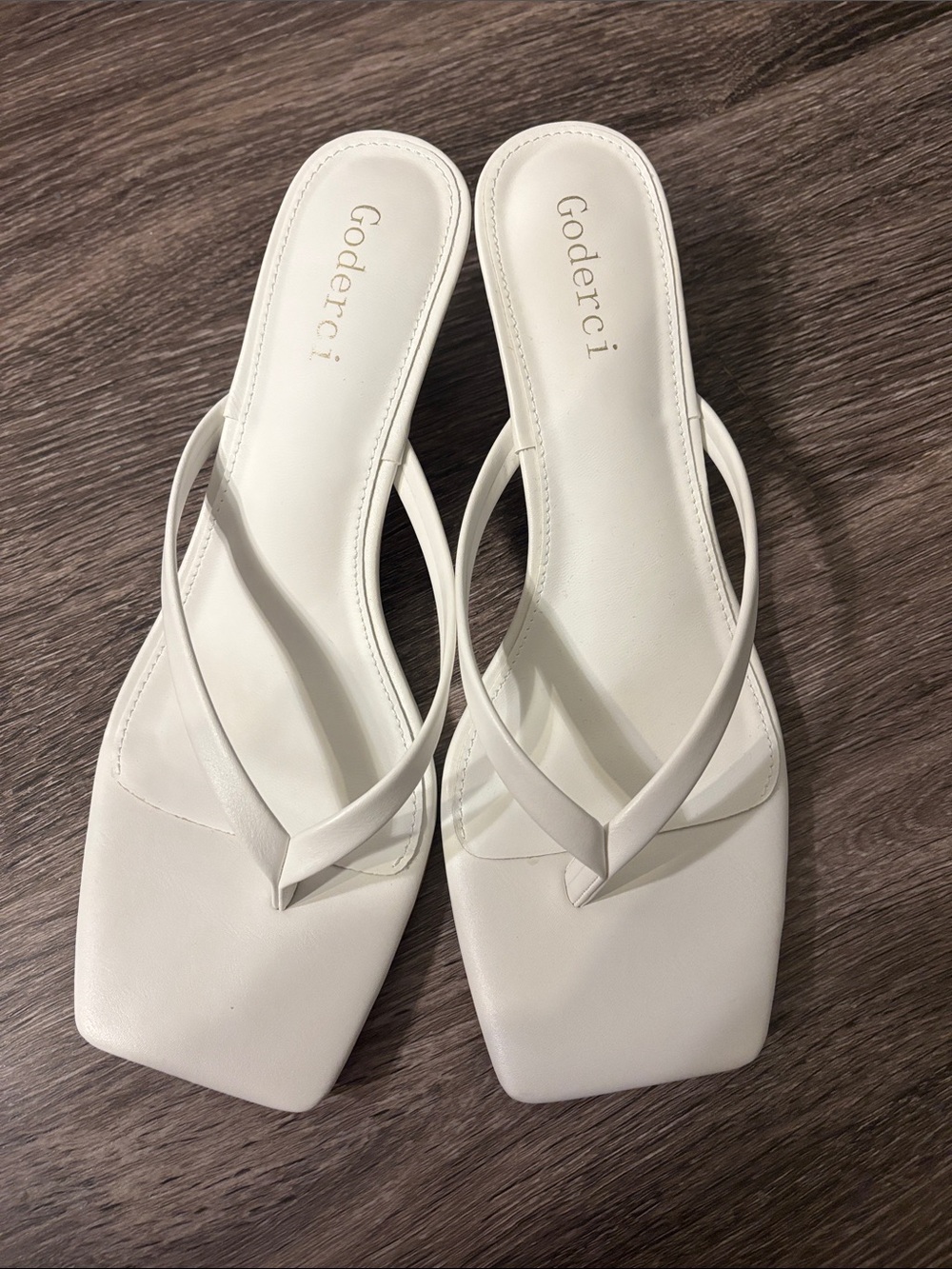 White Square-Toe Flip Sandals
